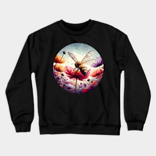 Low Poly Bee on a Flower Crewneck Sweatshirt